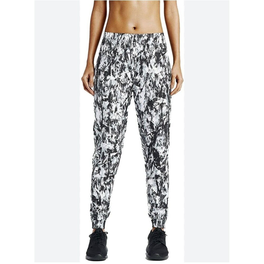 Nike Windbreaker Track‎ Pants Joggers Black White Graphic LARGE
